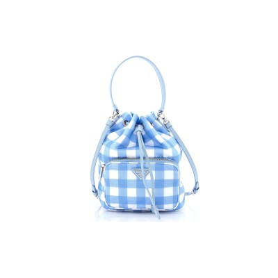 PRADA DUET DRAWSTRING BUCKET BAG PRINTED TESSUTO SMALL 1BH038 (22.5*17.5*12cm)  PRADA DUET DRAWSTRING BUCKET BAG PRINTED TESSUTO SMALL 1BH038 (22.5*17.5*12cm)